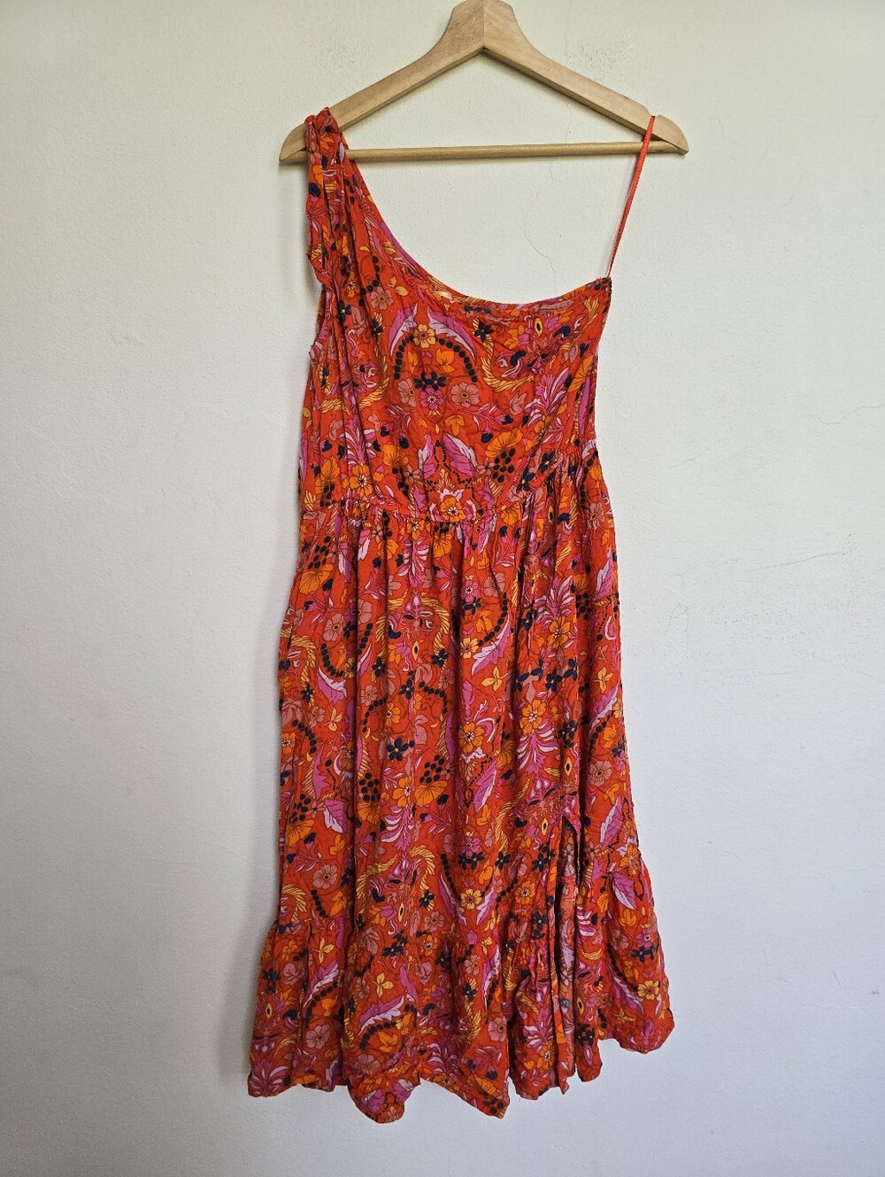 Band of the Free One Shoulder Boho Floral Midi Dress L - Picture 2 of 15